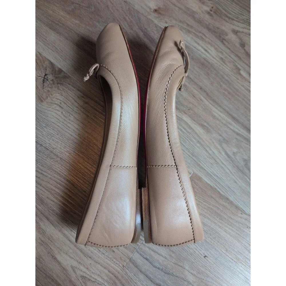 Christian Louboutin MAMADRAGUE Nude Leather Ballerina Ballet Flats Women EU 39.5